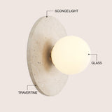 Coral 12" Modern Minimalist 1-Light Ovoid Travertine LED Wall Sconce