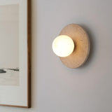 Coral 12" Modern Minimalist 1-Light Ovoid Travertine LED Wall Sconce
