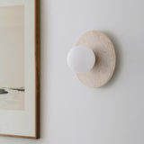 Coral 12" Modern Minimalist 1-Light Ovoid Travertine LED Wall Sconce