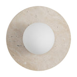 Coral 12" Modern Minimalist 1-Light Ovoid Travertine LED Wall Sconce