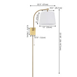 Solaris 22.5" Mid-Century Modern Plug-In or Hardwired Iron LED Gooseneck Swing Arm Wall Sconce with Pull-Chain and USB Charging Port