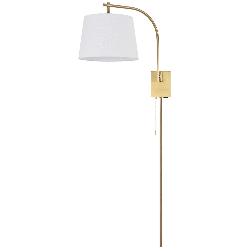 Solaris 22.5" Mid-Century Modern Plug-In or Hardwired Iron LED Gooseneck Swing Arm Wall Sconce with Pull-Chain and USB Charging Port