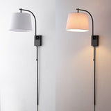 Solaris 22.5" Mid-Century Modern Plug-In or Hardwired Iron LED Gooseneck Swing Arm Wall Sconce with Pull-Chain and USB Charging Port