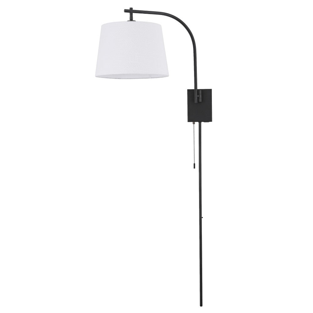 Solaris 22.5" Mid-Century Modern Plug-In or Hardwired Iron LED Gooseneck Swing Arm Wall Sconce with Pull-Chain and USB Charging Port