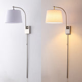 Solaris 22.5" Mid-Century Modern Plug-In or Hardwired Iron LED Gooseneck Swing Arm Wall Sconce with Pull-Chain and USB Charging Port