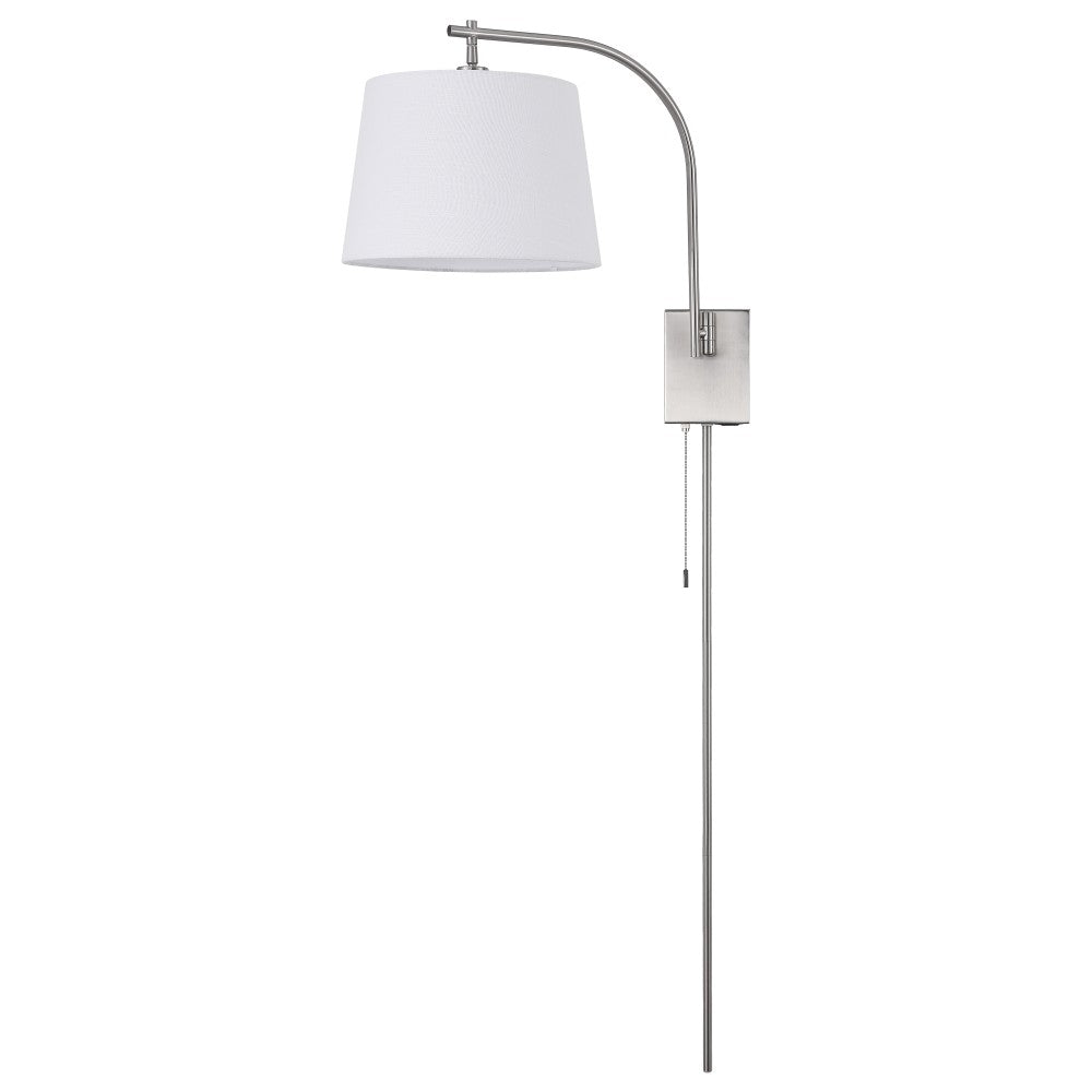 Solaris 22.5" Mid-Century Modern Plug-In or Hardwired Iron LED Gooseneck Swing Arm Wall Sconce with Pull-Chain and USB Charging Port