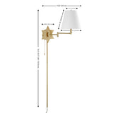 Howe 18.5" Modern French Country Swing Arm Plug-In or Hardwired Iron LED Star Wall Sconce with Pull-Chain and USB Charging Port