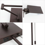 Davis Farmhouse Industrial Single Swing Arm Plug-In or Hardwired Iron LED Wall Sconce with Pull-Chain