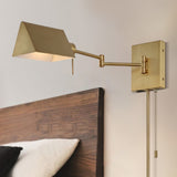 Davis Farmhouse Industrial Single Swing Arm Plug-In or Hardwired Iron LED Wall Sconce with Pull-Chain