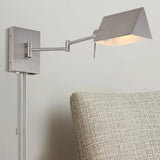 Davis Farmhouse Industrial Single Swing Arm Plug-In or Hardwired Iron LED Wall Sconce with Pull-Chain