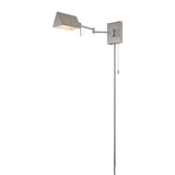 Davis Farmhouse Industrial Single Swing Arm Plug-In or Hardwired Iron LED Wall Sconce with Pull-Chain