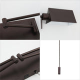 Davis Farmhouse Industrial Single Swing Arm Plug-In or Hardwired Iron LED Wall Sconce with Pull-Chain