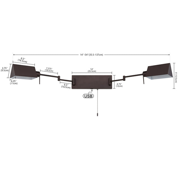 Dimension Image Oil Rubbed Bronze / 2 Light