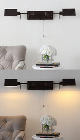 Davis Farmhouse Industrial Single Swing Arm Plug-In or Hardwired Iron LED Wall Sconce with Pull-Chain