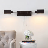 Davis Farmhouse Industrial Single Swing Arm Plug-In or Hardwired Iron LED Wall Sconce with Pull-Chain