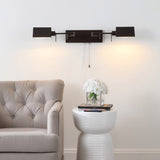 Davis Farmhouse Industrial Single Swing Arm Plug-In or Hardwired Iron LED Wall Sconce with Pull-Chain