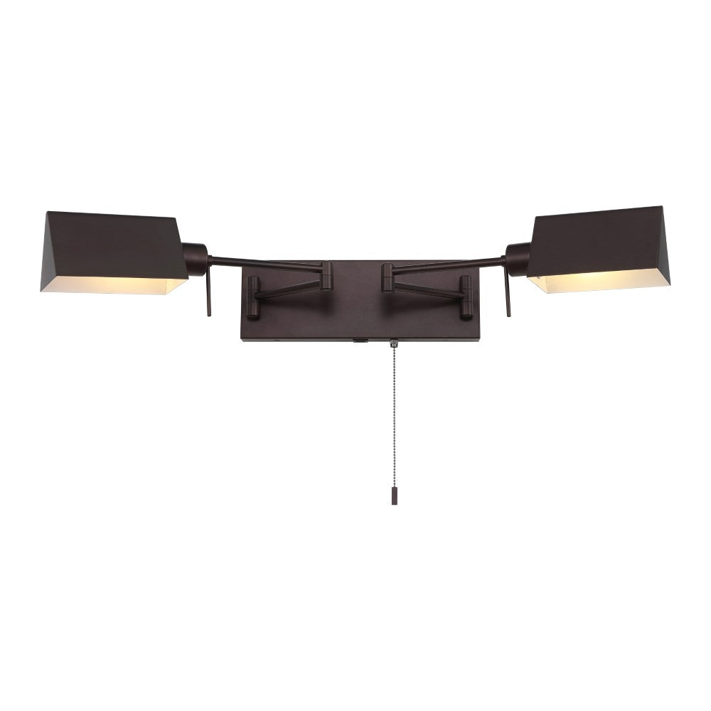 Davis Farmhouse Industrial Single Swing Arm Plug-In or Hardwired Iron LED Wall Sconce with Pull-Chain