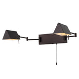 Davis Farmhouse Industrial Single Swing Arm Plug-In or Hardwired Iron LED Wall Sconce with Pull-Chain