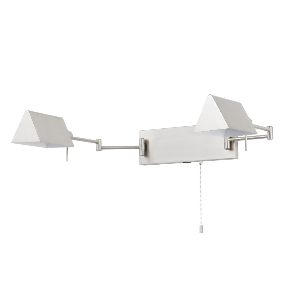 Davis Farmhouse Industrial Single Swing Arm Plug-In or Hardwired Iron LED Wall Sconce with Pull-Chain
