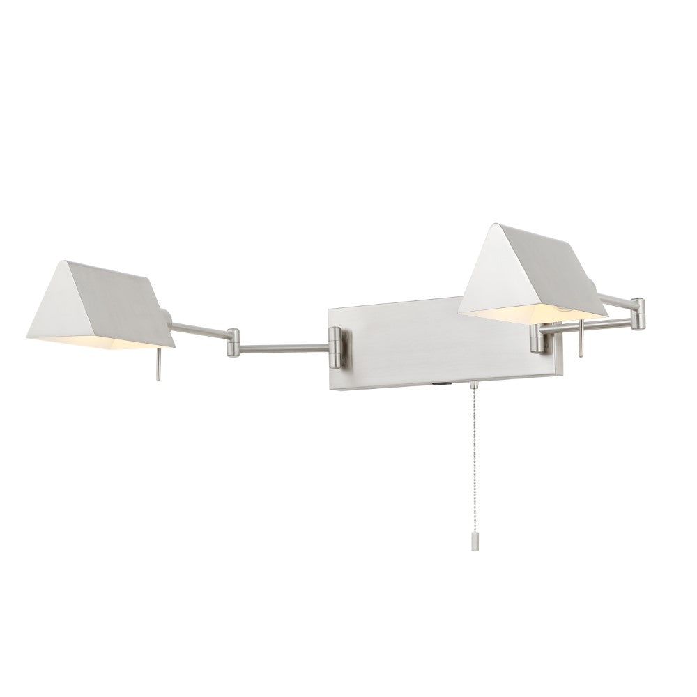 Davis Farmhouse Industrial Single Swing Arm Plug-In or Hardwired Iron LED Wall Sconce with Pull-Chain