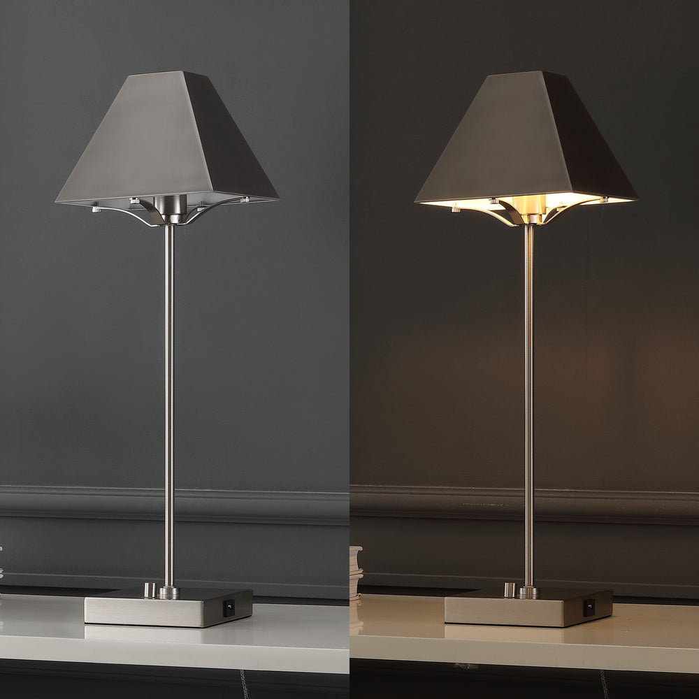 Satechi 25" Industrial Style Iron Pyramid Bedside LED Table Lamp with USB Charging Port
