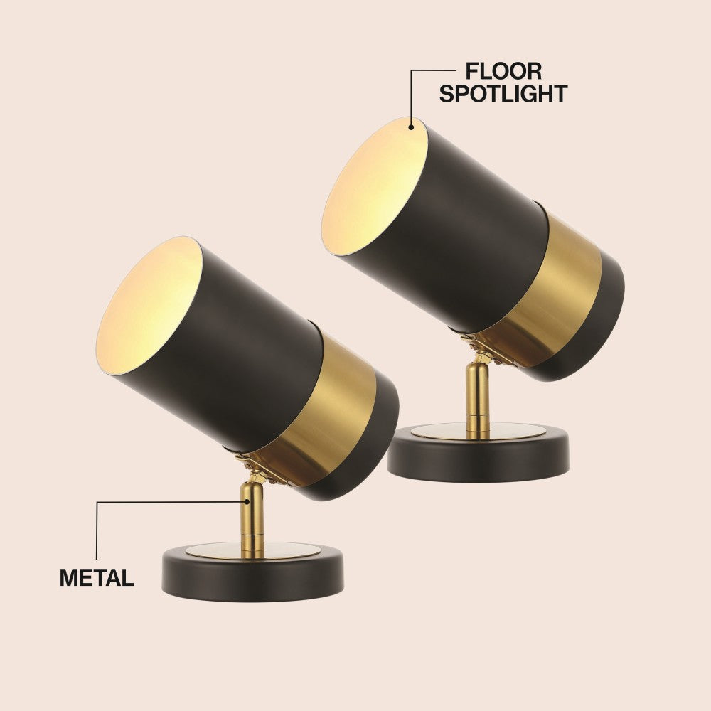 Trade 9.25" Modern Industrial Iron Adjustable Indoor LED Floor Spotlight