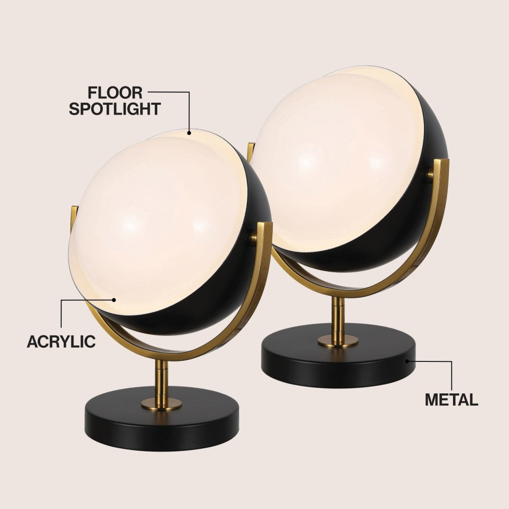 Brian 12" Vintage Classic Metal/Acrylic Adjustable Orb LED Floor Spotlight