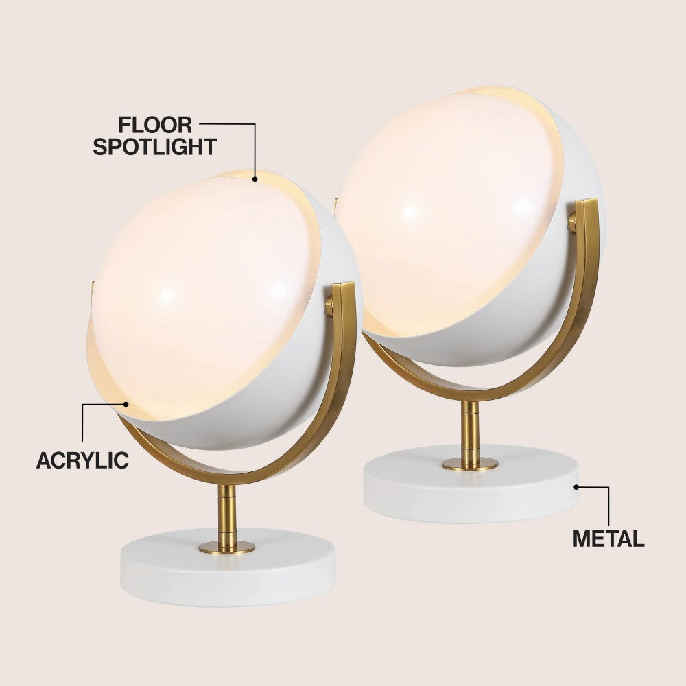 Brian 12" Vintage Classic Metal/Acrylic Adjustable Orb LED Floor Spotlight