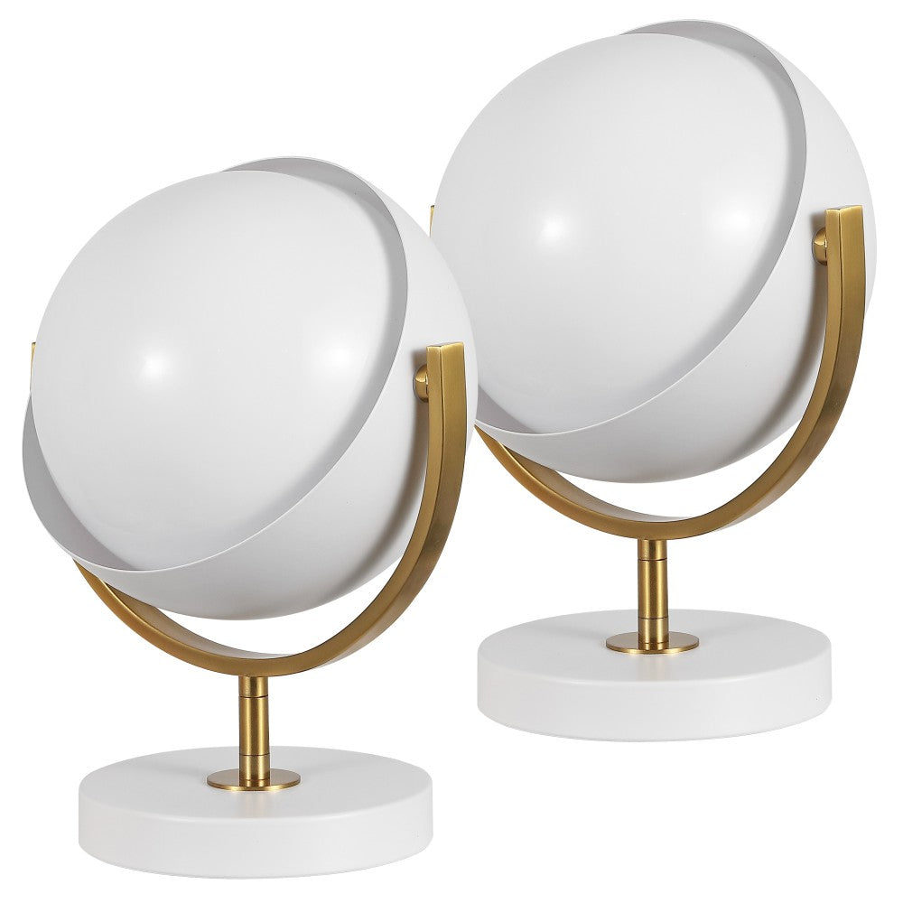 Brian 12" Vintage Classic Metal/Acrylic Adjustable Orb LED Floor Spotlight