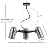 Ostrich 22" 3-Light Adjustable Metal LED Chandelier