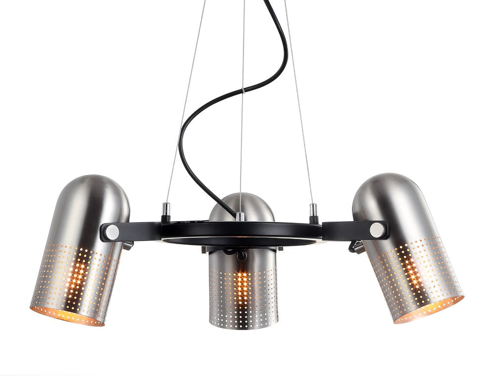 Ostrich 22" 3-Light Adjustable Metal LED Chandelier