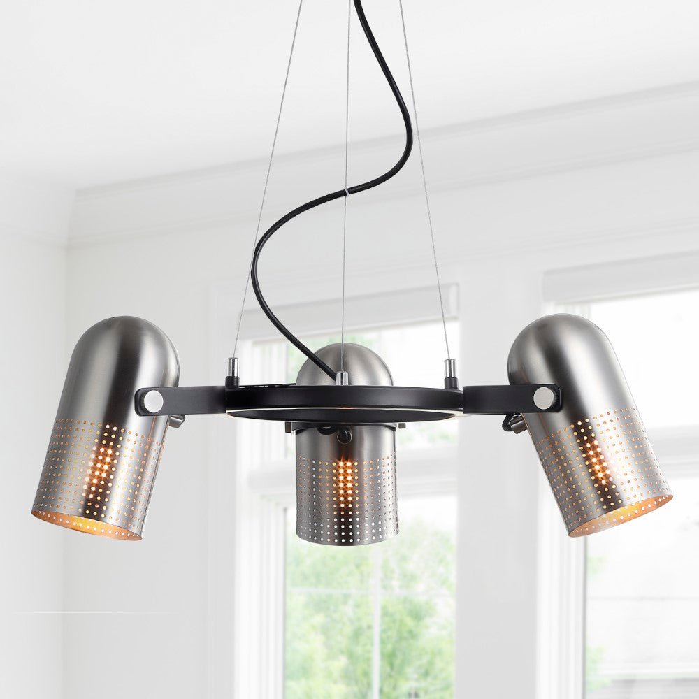 Ostrich 22" 3-Light Adjustable Metal LED Chandelier