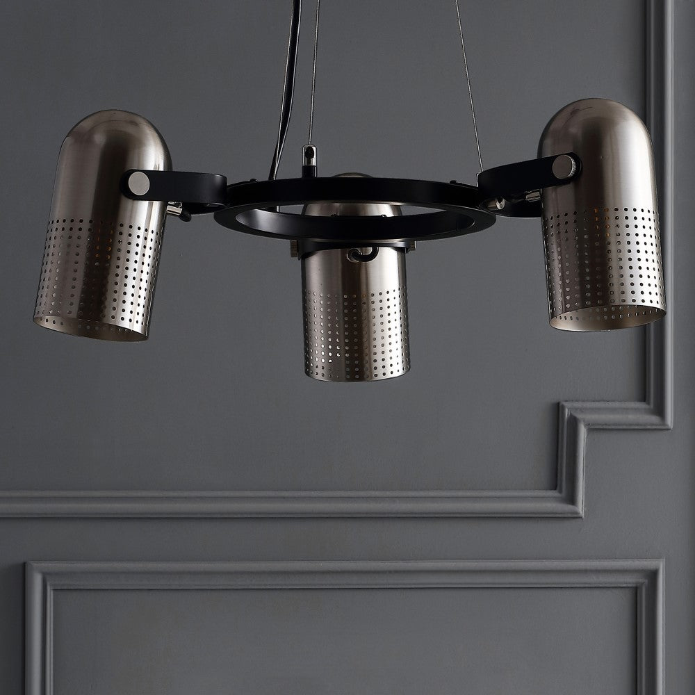 Ostrich 22" 3-Light Adjustable Metal LED Chandelier