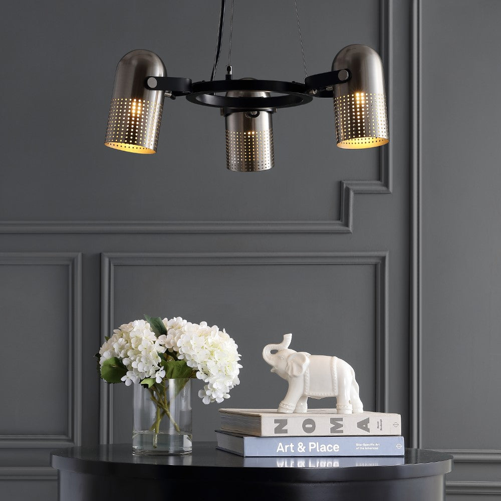 Ostrich 22" 3-Light Adjustable Metal LED Chandelier