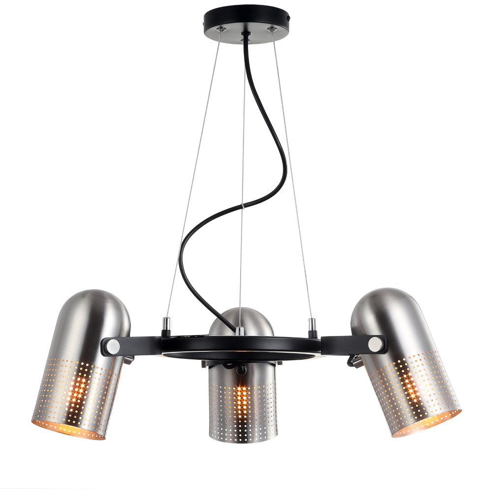 Ostrich 22" 3-Light Adjustable Metal LED Chandelier