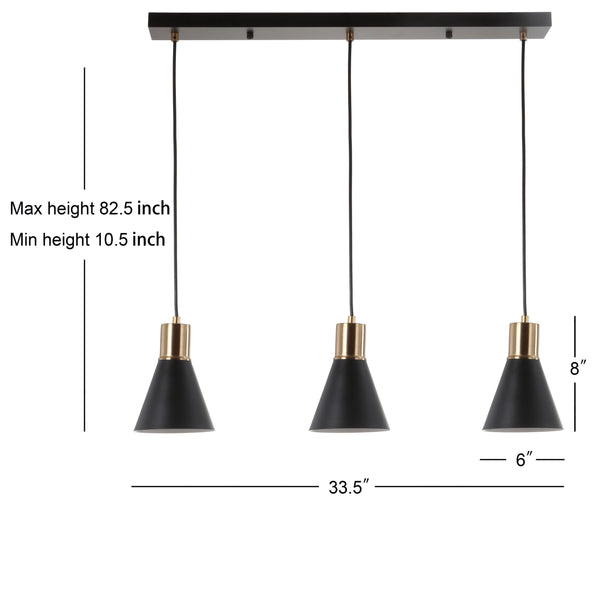 Dimension Image Black/Brass Gold / 3 Light