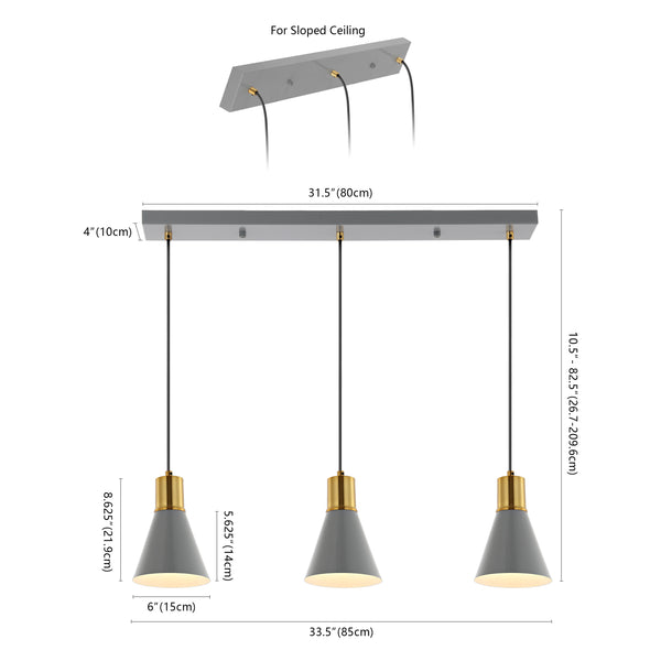 Dimension Image Gray/Brass Gold / 3 Light