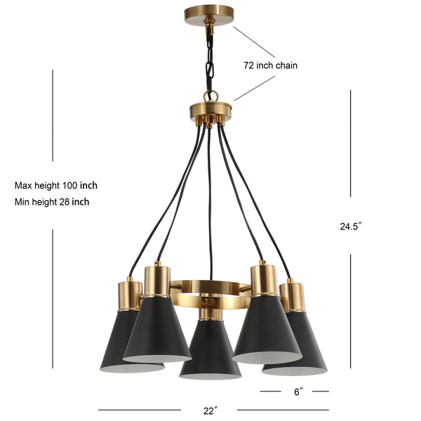 Dimension Image Black/Brass Gold / 5-Light