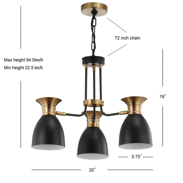 Dimension Image Black/Brass Gold / 3-Light Head