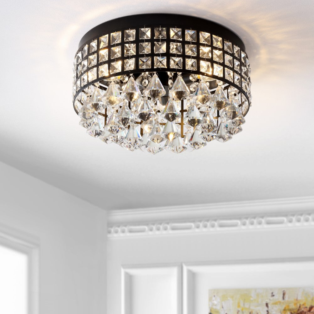 Roadrunner 3-Light Crystal Drops/Metal LED Flush Mount