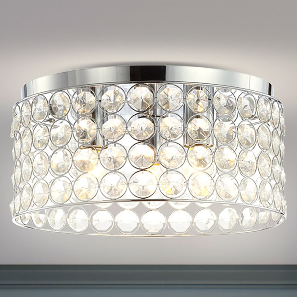Elegant 15" Crystal/Metal LED Flush Mount