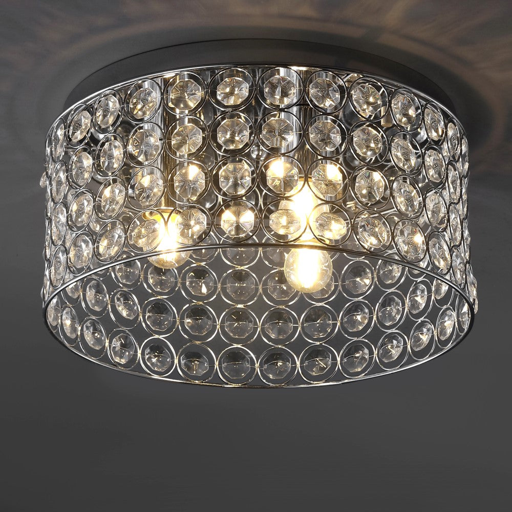 Elegant 15" Crystal/Metal LED Flush Mount