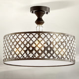 Stork 17" 3-Light Crystal/Metal Drum Semi-Flush Mount