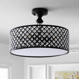 Stork 17" 3-Light Crystal/Metal Drum Semi-Flush Mount