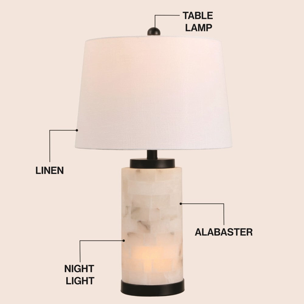 Kelsey 25.5" Alabaster LED Table Lamp
