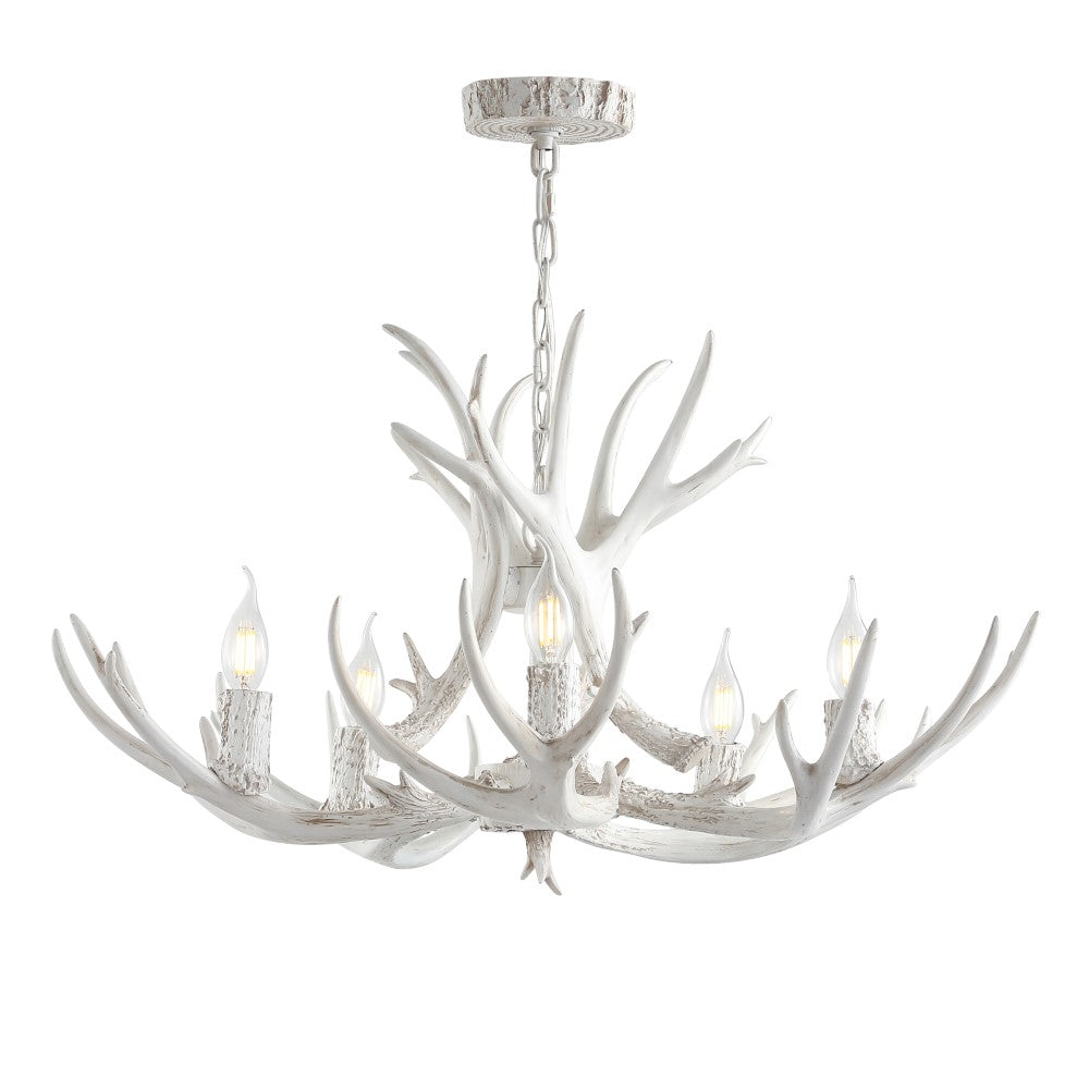Cindy 30" Adjustable Resin Antler 5-Light LED Chandelier