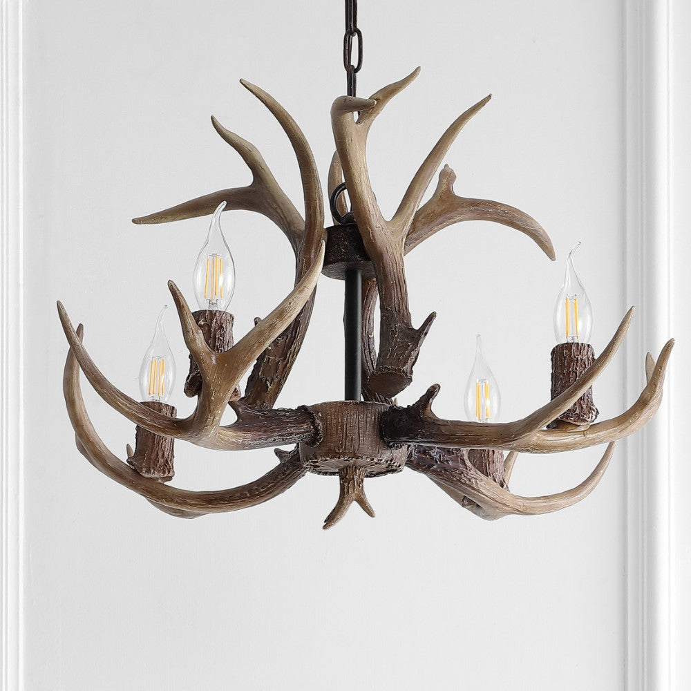 Cindy 30" Adjustable Resin Antler 5-Light LED Chandelier