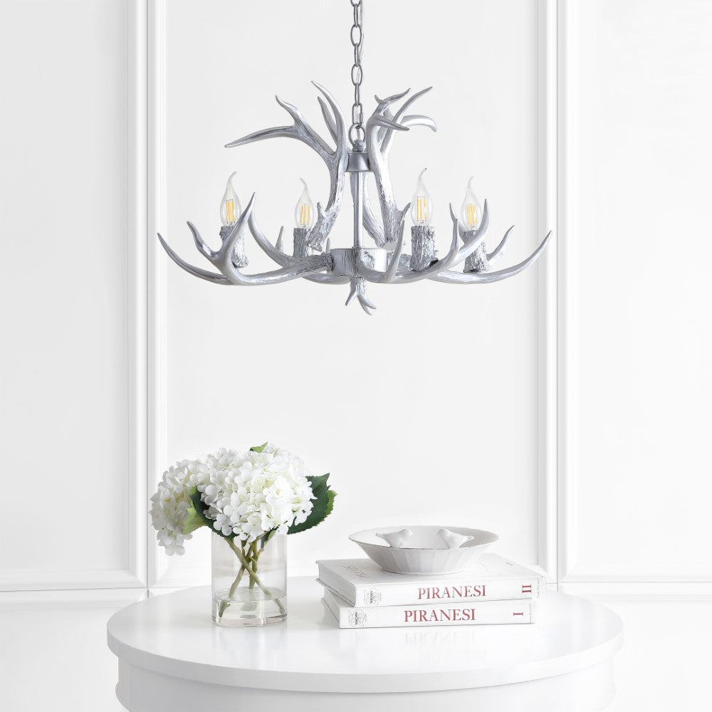 Cindy 30" Adjustable Resin Antler 5-Light LED Chandelier