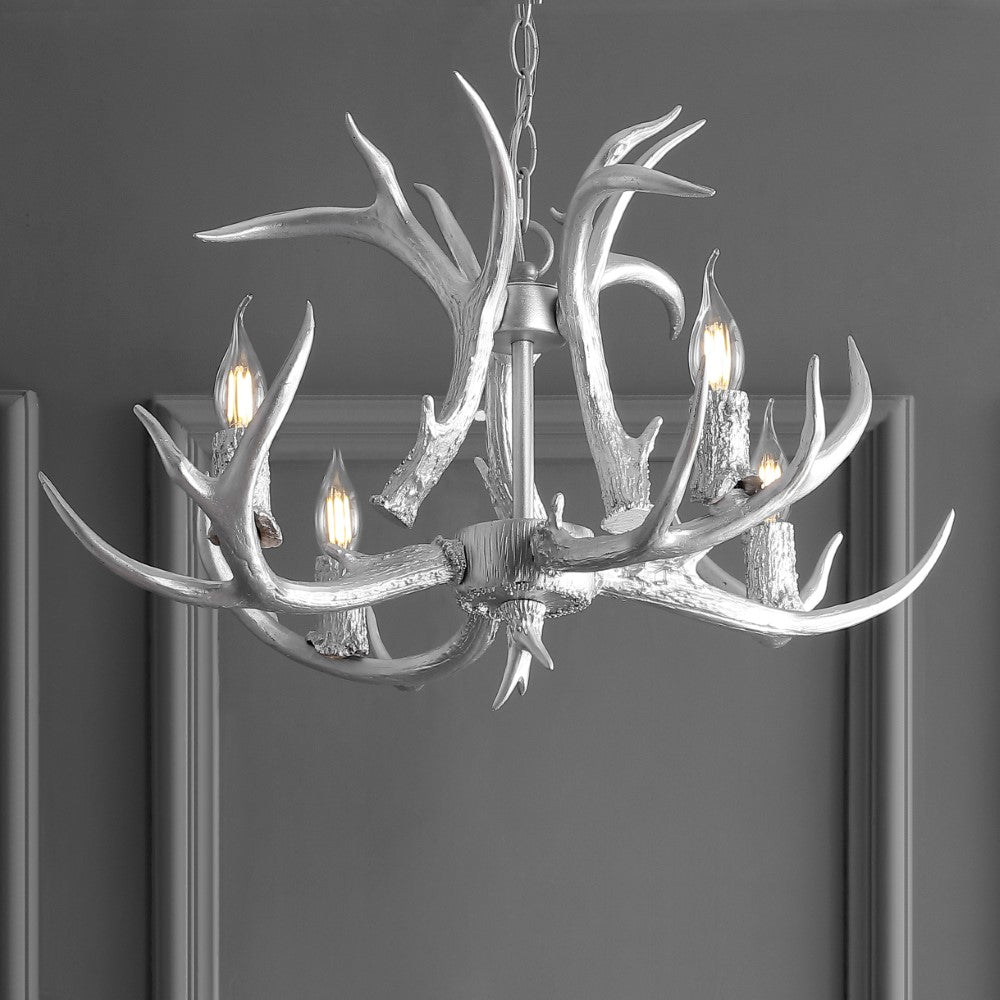 Cindy 30" Adjustable Resin Antler 5-Light LED Chandelier