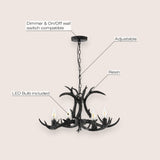 Cindy 30" Adjustable Resin Antler 5-Light LED Chandelier